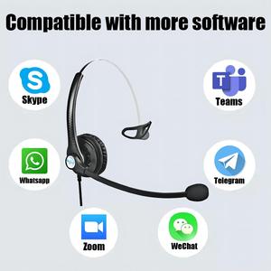 Auriculares con cable y cancelación de ruido para ordenador y PC, audífonos de un solo oído con conector USB y micrófono para centro de llamadas - Product Image 5