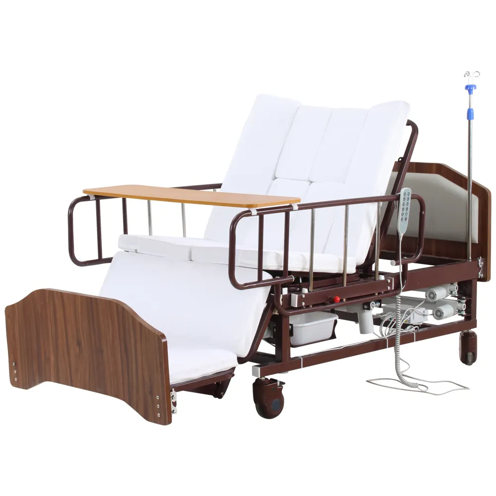 เตียงพยาบาลไฟฟ้าสำหรับผู้ใหญ่ผ้าปูสำหรับผู้ใหญ่อุปกรณ์ดูแลผู้ป่วยแบบโค้งเต็มรูปแบบมัลติฟังก์ชัน
