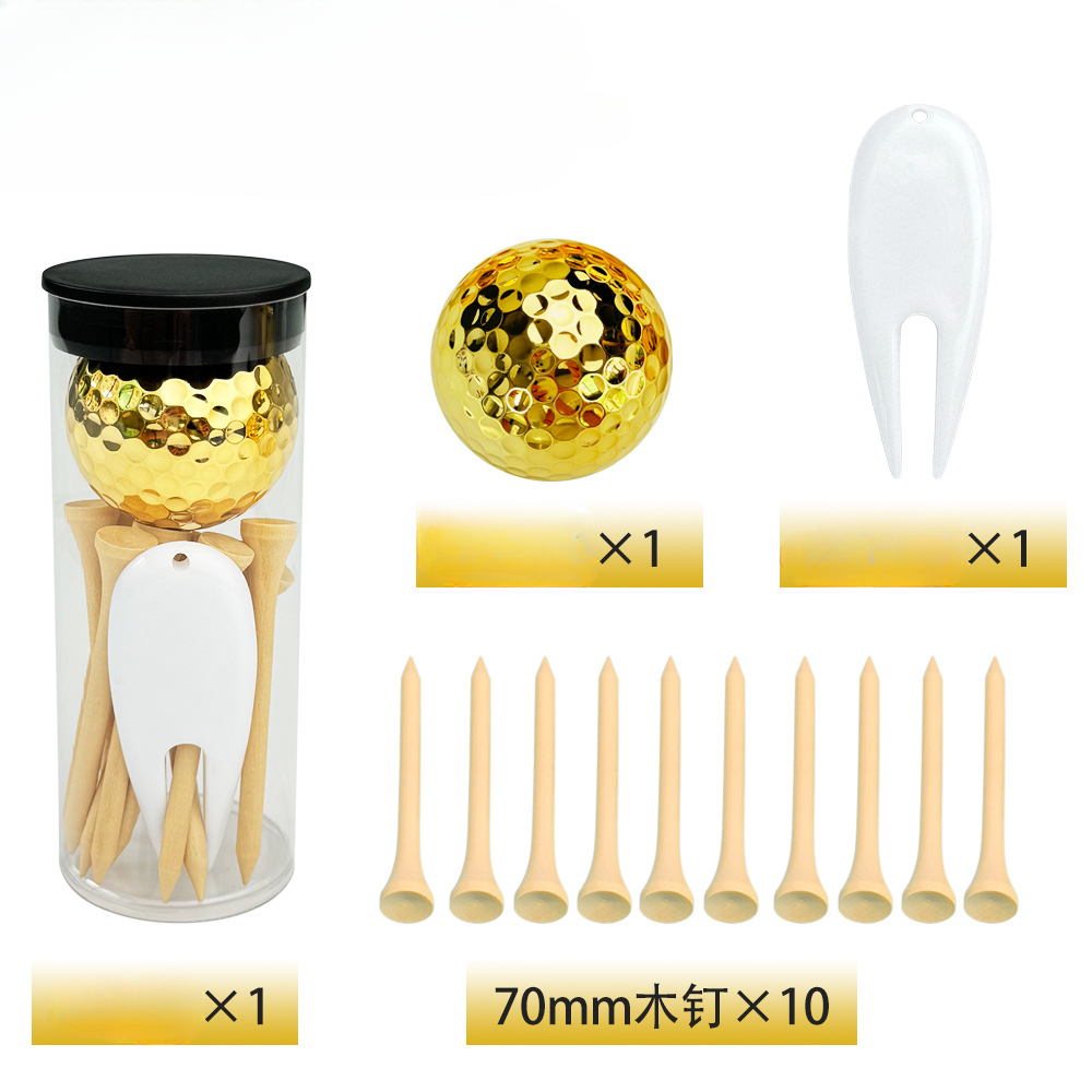 1 golden ball + 10 70MM log nails + 1 fork