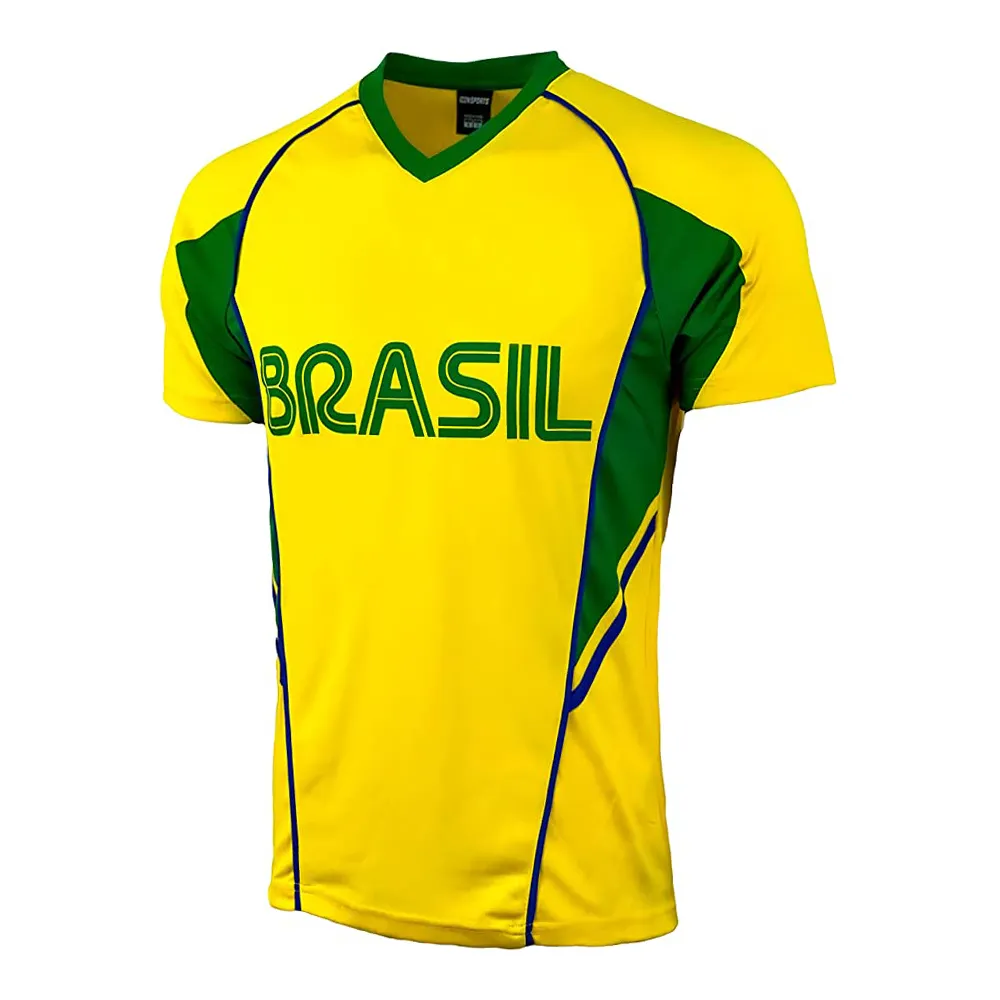 Camiseta deportiva de manga corta para hombre, Jersey de rendimiento de Brasil para adultos, de fútbol brasileño, gran oferta