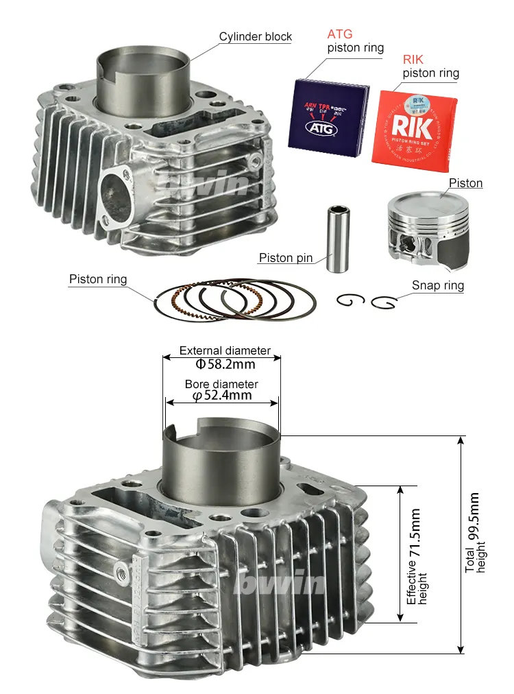 OEM calidad KPH WAVE125/XRM125/FUTURE NEO/KARISMA 125cc 52,4mm/57mm Kit de montaje de cilindro de motocicleta universal para HONDA