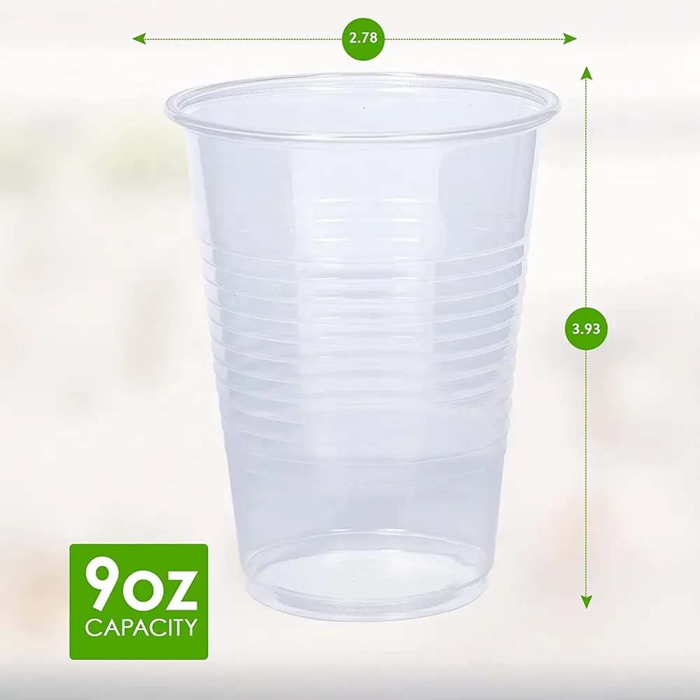 Copos descartáveis da festa, venda no atacado da fábrica 9 oz de plástico transparente copos de beber quente frio