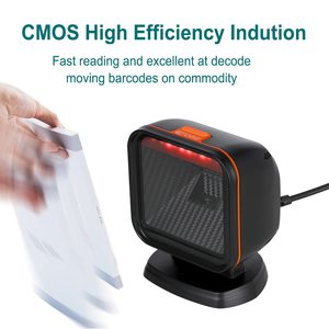 Escáner de código de barras omnidireccional 2D, lector de código de barras QR de escritorio para supermercado, matriz de datos de detección automática, PDF417, 1D, 2D