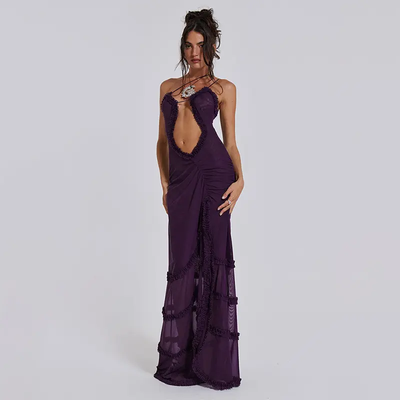 New Design Summer chic Holiday Halter Sexy Print Elegant Women's Long Dresses