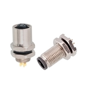 IP65防水M5印刷电路板面板安装连接器3/4针直母插座，前后黄铜电线连接紧固 - Product Image 5
