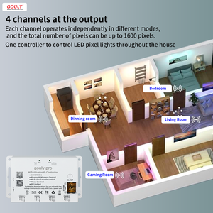 Addressable Pixel Controller Led Smart Wireless Wifi Voice Control Light Dimmer Music Sync 4 <strong>Output</strong> Pixel Controller