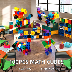 100 adet yumuşak plastik bağlama küpleri çocuklar erken eğitim öğrenme binası için matematik blokları bağlayan - Product Image 2