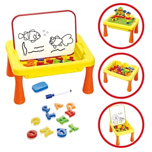 3 In 1 çocuk eğitim masası oyuncak manyetik yazı tahtası oyuncak yapı taşları set masa - Product Image 2