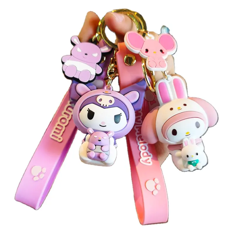 QY kuromi cute big eared dog My melody keychain accessories keyring cartoon anime doll pendant wholesale