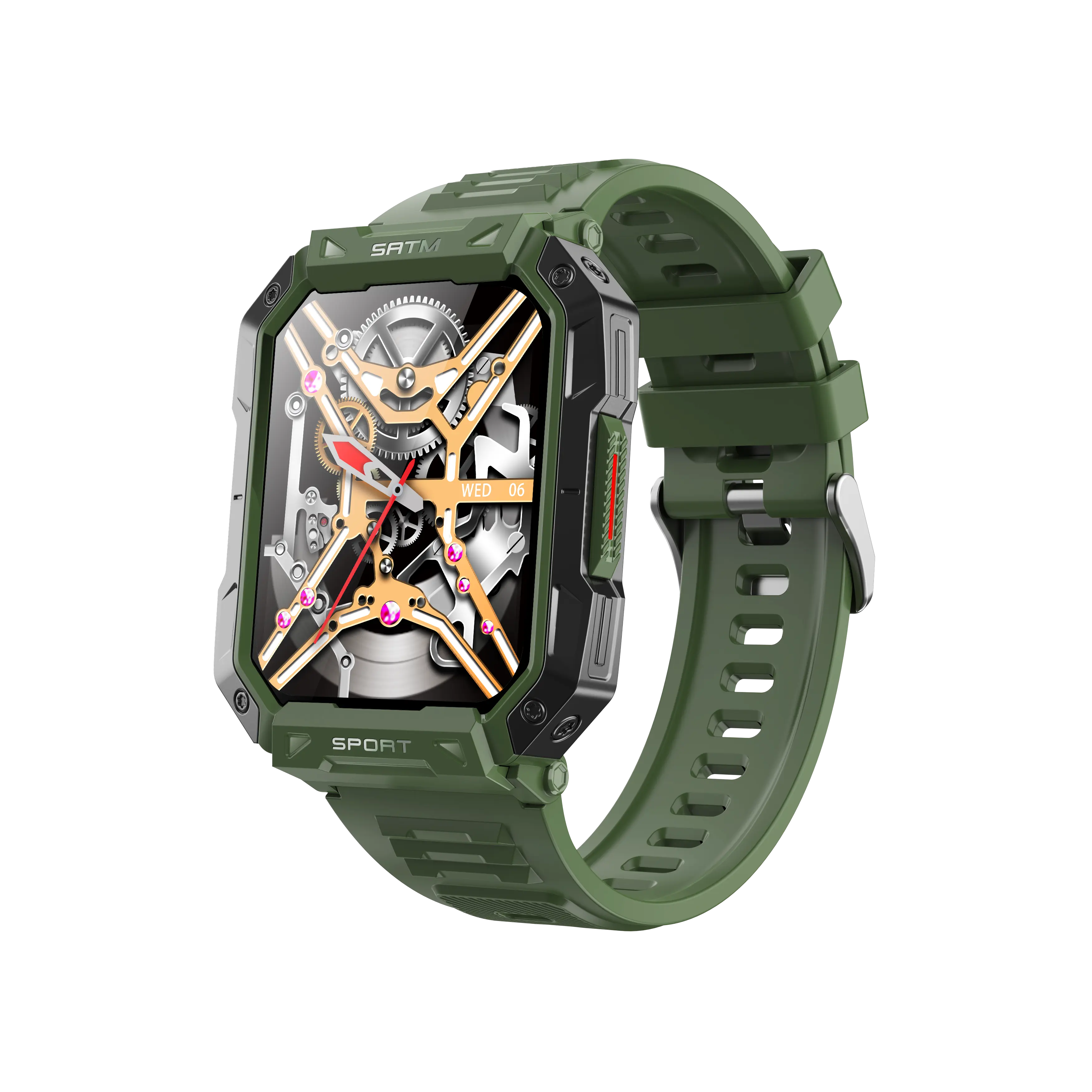 2023 melhor android BT chamada fitness smartwatch alta qualidade camuflagem esporte verde relógio inteligente para homens com display tft