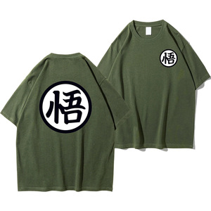 2024サマーファッションOネックルーズフィットカジュアル原宿服メンズ特大コットン半袖Tシャツアニメ孫悟空コスプレ - Product Image 4