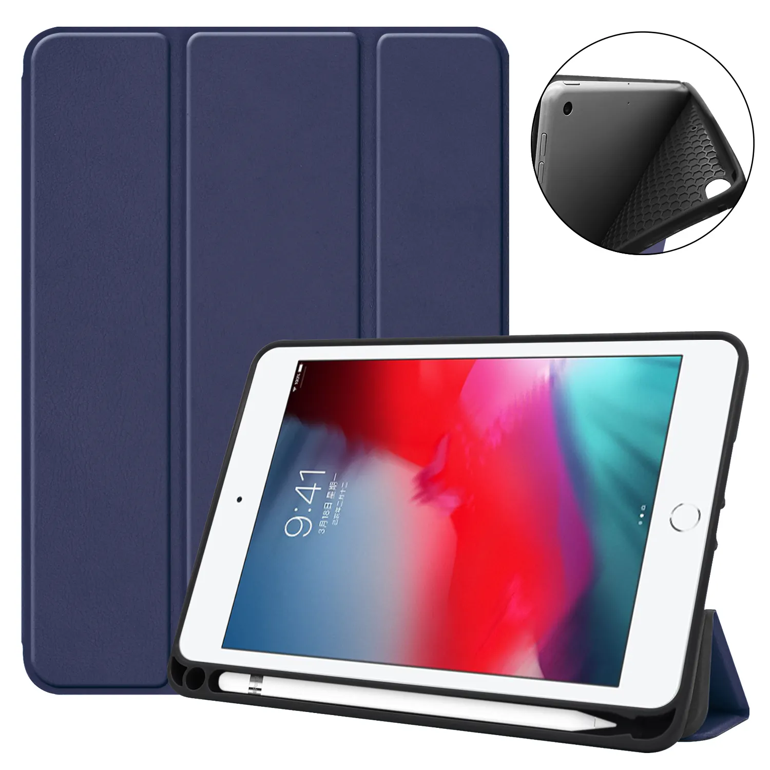 Smart TPU Case For ipad Mini 4 Mini 5 With Pencil Holder Auto Sleep Wake Protective Cover Case