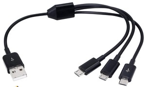 25厘米通用串行总线2.0 a型公到3微型通用串行总线5针公分路器Y数据同步和充电连接器适配器电缆，适用于安卓 - Product Image 4