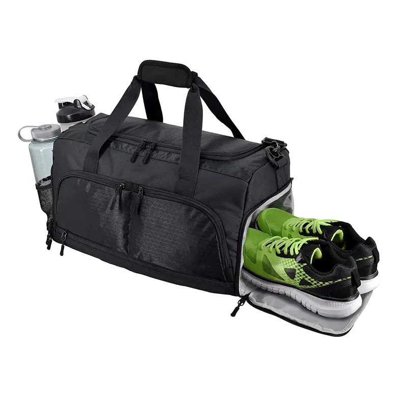 Bolsa de lona deportiva de gran capacidad, bolso de gimnasio con compartimiento para zapatos