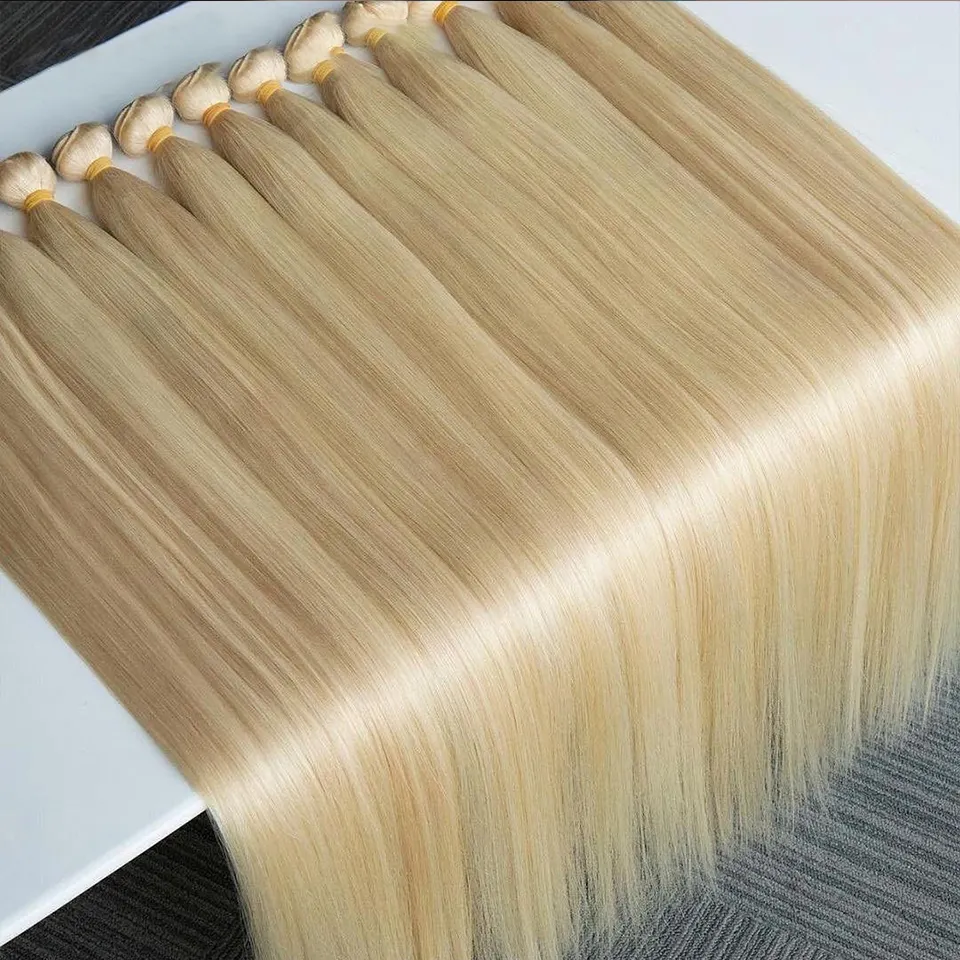 Wotwunique — extensions de cheveux humains, tissées, naturelles, cheveux bouclés, blonds 613, avec fermeture frontale