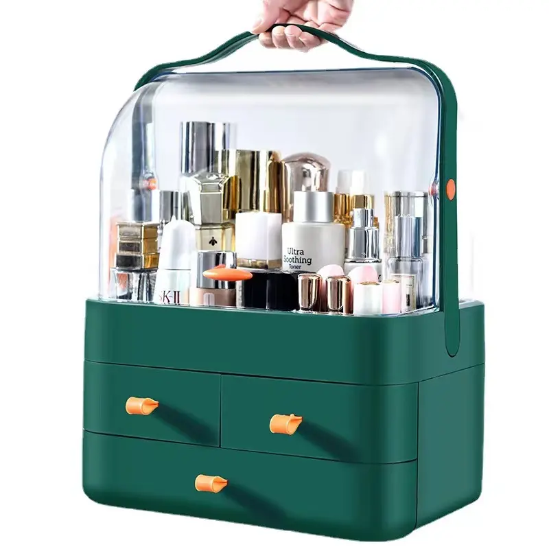 Boîte de rangement cosmétique avec tiroirs boîte d'organisation de maquillage anti-poussière support anti-poussière support de rangement de bureau support de stockage de rouge à lèvres