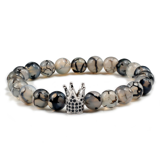 Agate à motif de dragon noir