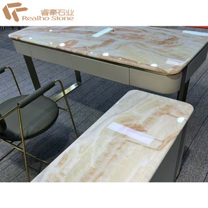 大理石スラブ天然虹雲オニキス赤透明翡翠石装飾用 - Product Image 4
