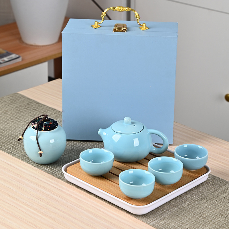 Sky blue-With tea tray