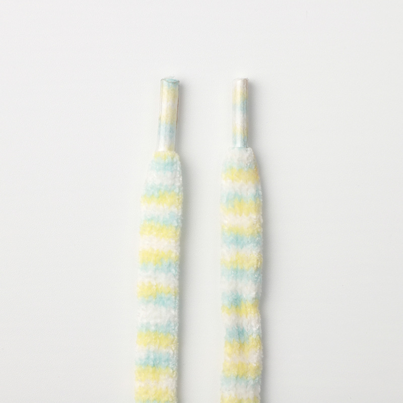Lacets en peluche rayés blanc jaune