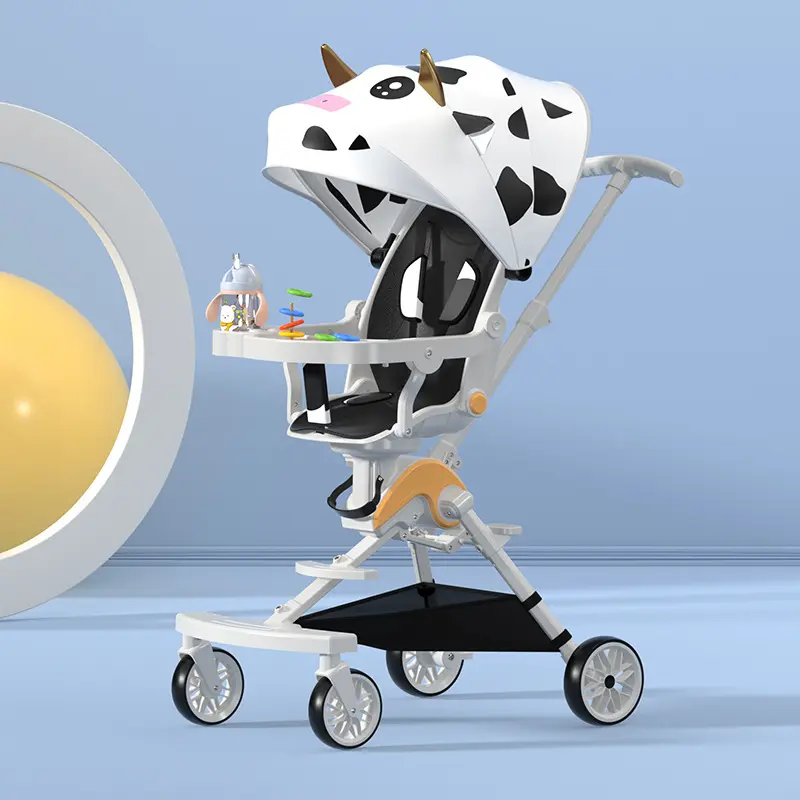 Yeni bebek arabası oturabilir ve yalan aşağı hafif katlanabilir bebek arabası yüksek manzara iki yönlü ile yemek tabağı çocuk
