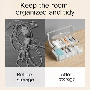 Datenkabel-Aufbewahrung sbox Flip-Top-Desktop-Kopfhörer-Splitter, Kabel-Organizer, staub dichte Schubladen-Organizer-Box