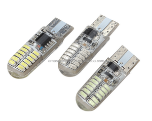 12v 24v T10闪光频闪3014 24smd停车灯发光二极管灯硅胶宽灯泡汽车发光二极管侧楔形信号备用白色红色黄色