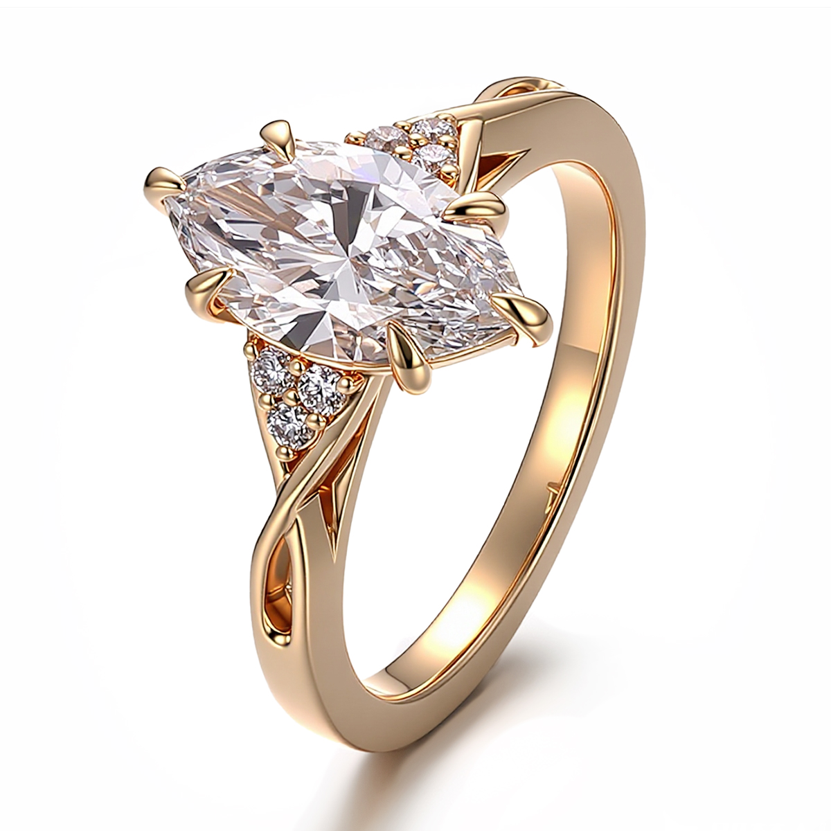 Bague en or massif 14 carats avec diamant de laboratoire