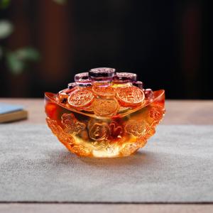 Liuli el yapımı kristal para süs Yuanbao Xiangyun sikke Feng Shui servet cazibe için diğer kristal el sanatları - Product Image 6