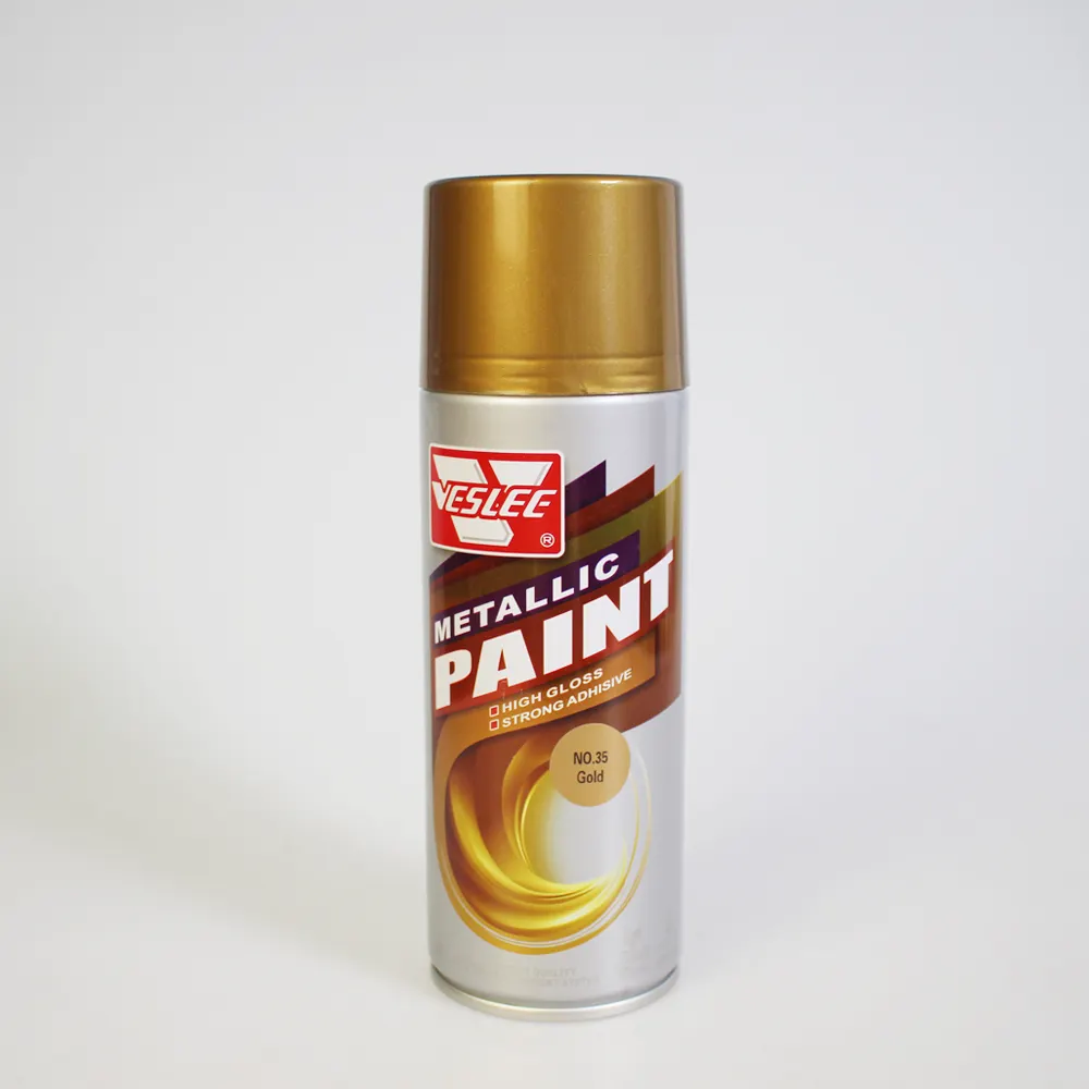 Película de pintura completa no tóxica de 450mL de alta calidad, pintura en aerosol dorada mate