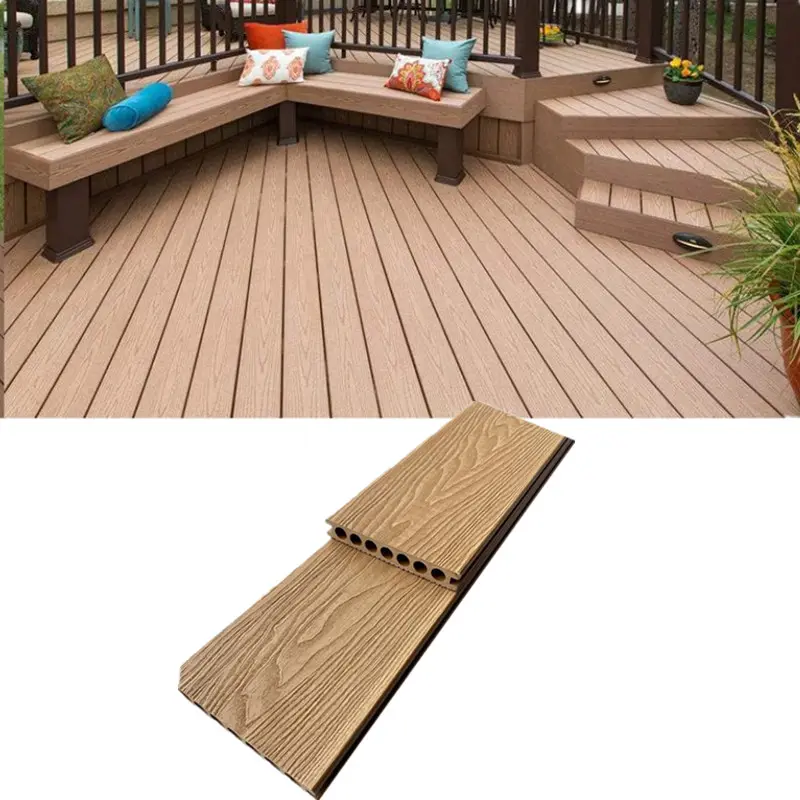 UV Perlindungan Outdoor Tahan Air Berongga Wpc Decking Komposit Papan