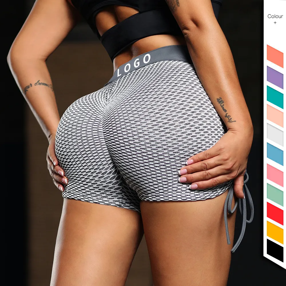 Özel kadın Spandex brezilyalı spor giyim Calzas De Mujer Fit selülit pantolon ezme ganimet Yoga şort