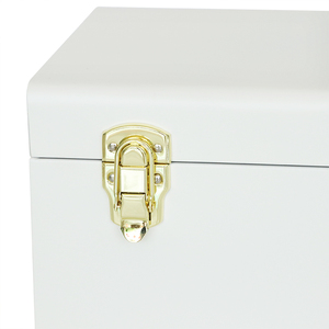 Tùy Chỉnh Màu Trắng Kim Loại Lưu Trữ Ngực Kim Loại Lưu Niệm Thân Cây Stackable Organizer Với Vàng Xử Lý - Product Image 5