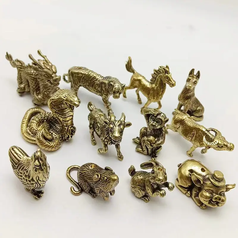 Metallo ottone artigianato animali ornamenti statuette maiale statua animale bronzo scultura natalizia