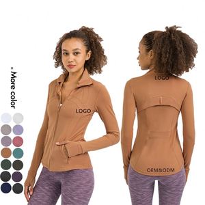 定制Logo拉链上衣外套运动服压缩跑道夹克健身服装女性裁剪健身房夹克