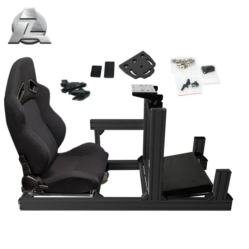 Mais novo design casa diy 6063 t5 preto anodizado jogos condução sim corrida equipamento cockpit alumínio jogos simulador quadro