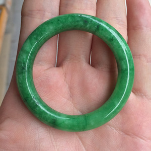 Toptan 40mm ucuz doğal Myanmar koyu yeşil yeşim Jadeite Jasper çocuk bebek yeşim bileklik Charm bilezik - Product Image 5