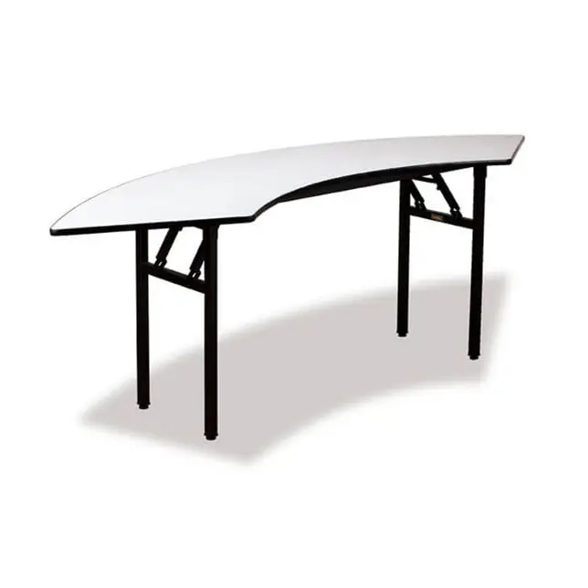 Otel restoran dış mekan mobilyası PVC kontrplak masa üstü yemek masası seti ziyafet yarım yuvarlak katlanabilir düğün masaları
