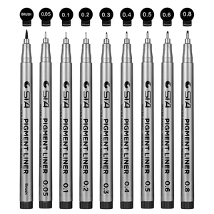 <span class=keywords><strong>9</strong></span> boyutları profesyonel astar cetvel kalemi Set okul malzemeleri su geçirmez pürüzsüz Fineliner pigment kalem sanatçı İşaretleyiciler