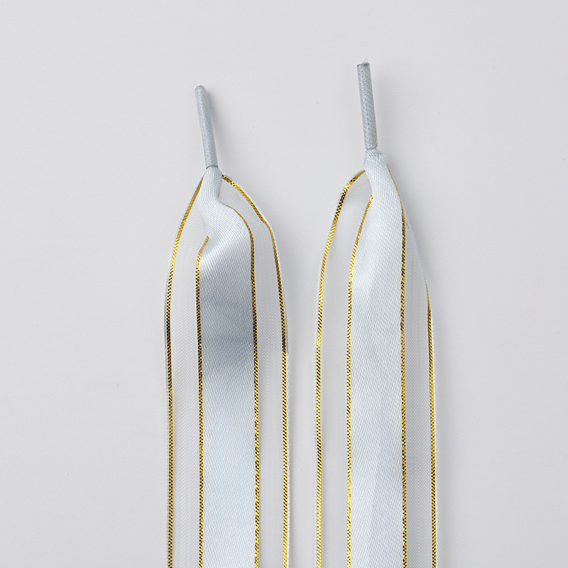 Light blue bronzing striped shoelaces