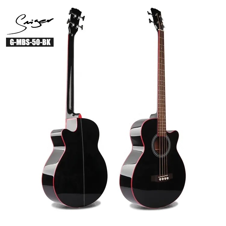 Venta al por mayor Smiger 4 cuerdas eléctrico semi acústica guitarra color negro