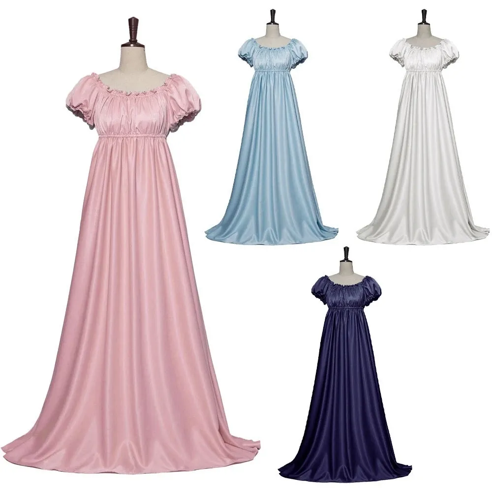 Blue Daphne Dress Victorian Fancy Gown Regency Era Ball Gown Vintage High Waistline Jane Austen Dress Cosplay Costume