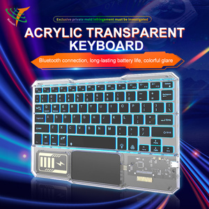Teclado inalámbrico transparente ITZR con panel táctil Teclado retroiluminado RGB recargable para teléfono Tableta Computadora - Product Image 3