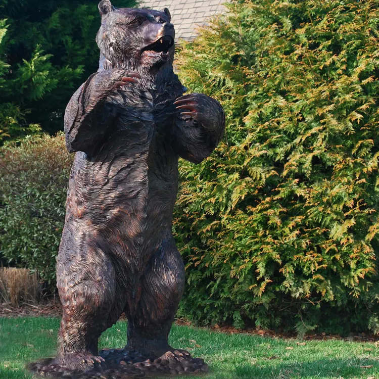 Gießerei outdoor Garten skulptur Grizzly Bear Leben Größe Bronze Outdoor Statue