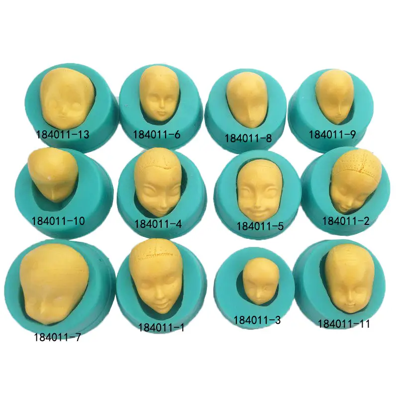 13 unids/set 3D cara humana de silicona molde Sugarcraft Forma de cara molde Fondant molde silicona decoración de arcilla chica cabeza moldes