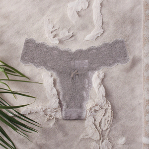 プラスサイズのセクシーなレースシースルーひもローライズコットンアンダーウェア刺繍柄女性の魅力的なプリントパンティー