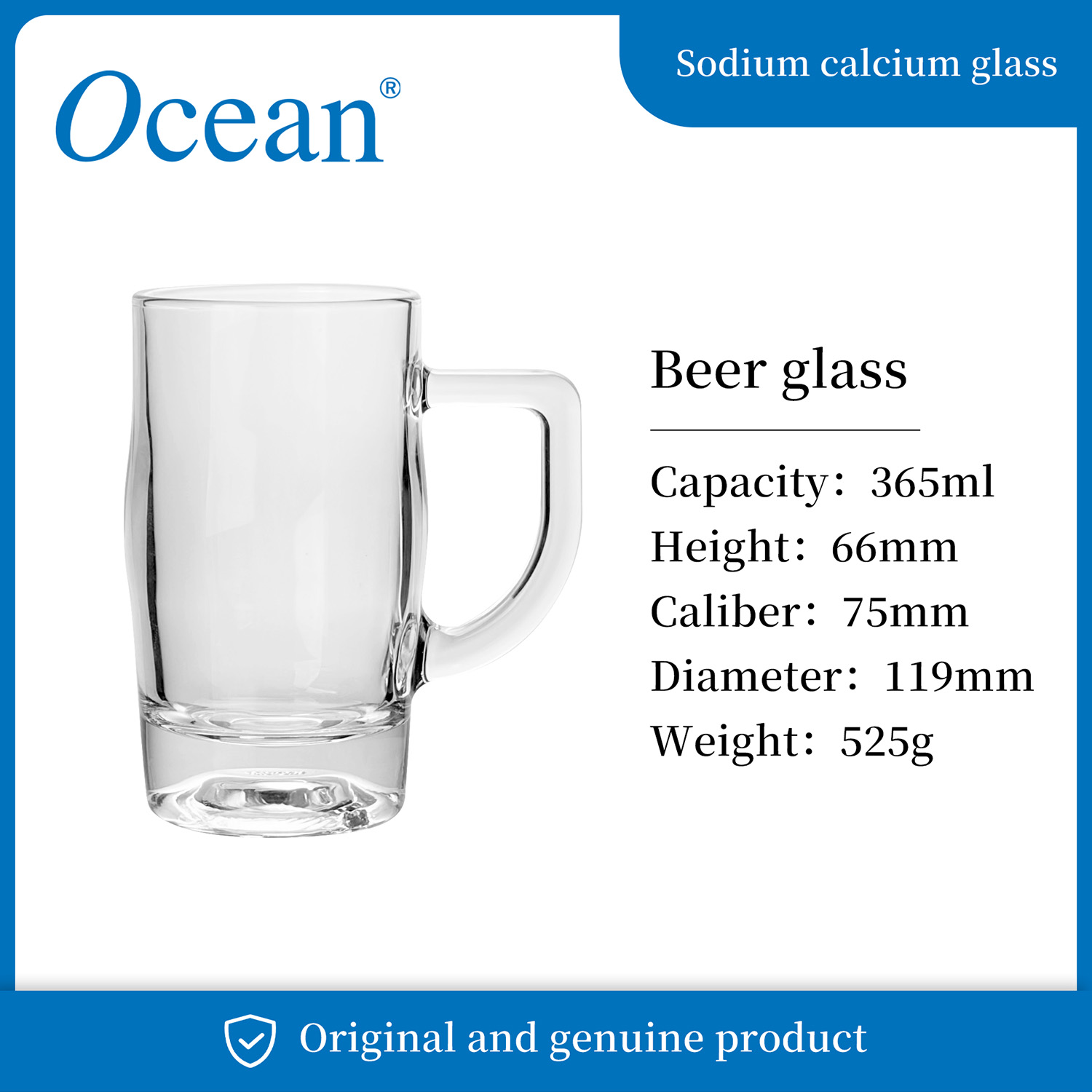 365ml bailey beer mug with handle Clear