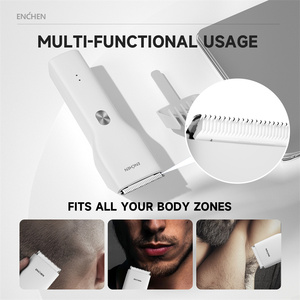 ENCHEN Boost için yeni şarj edilebilir saç tıraş Clippers seti paslanmaz çelik bıçak USB güç kaynağı İngilizce ev otel için - Product Image 2