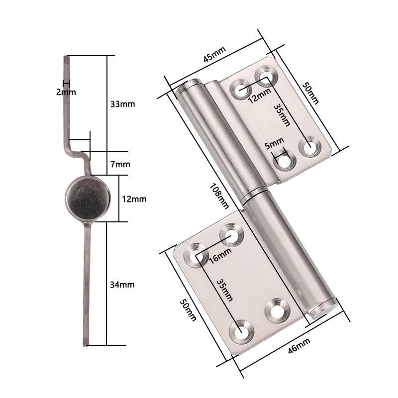 4inch flag-shaped hinge right