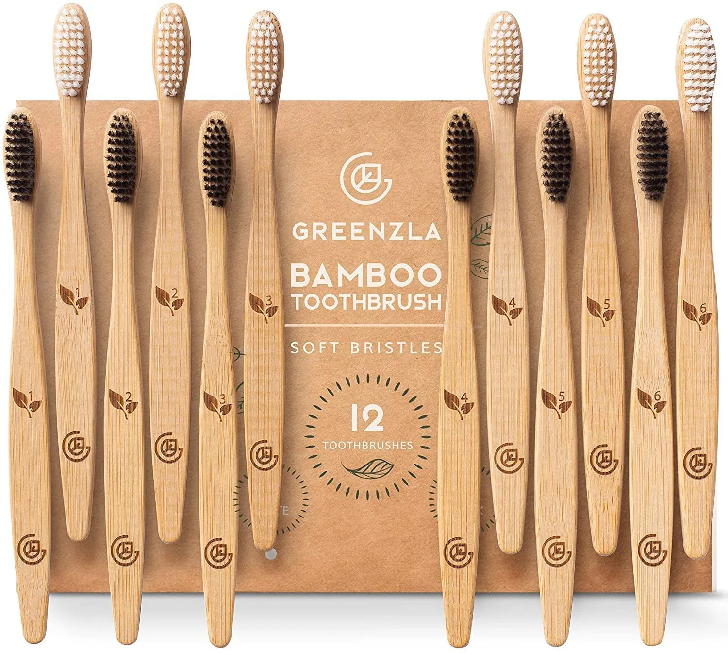 Cepillos de dientes de carbón de bambú Natural biodegradables, cerdas de dientes de madera de Color respetuosas con el medio ambiente, cerdas suaves